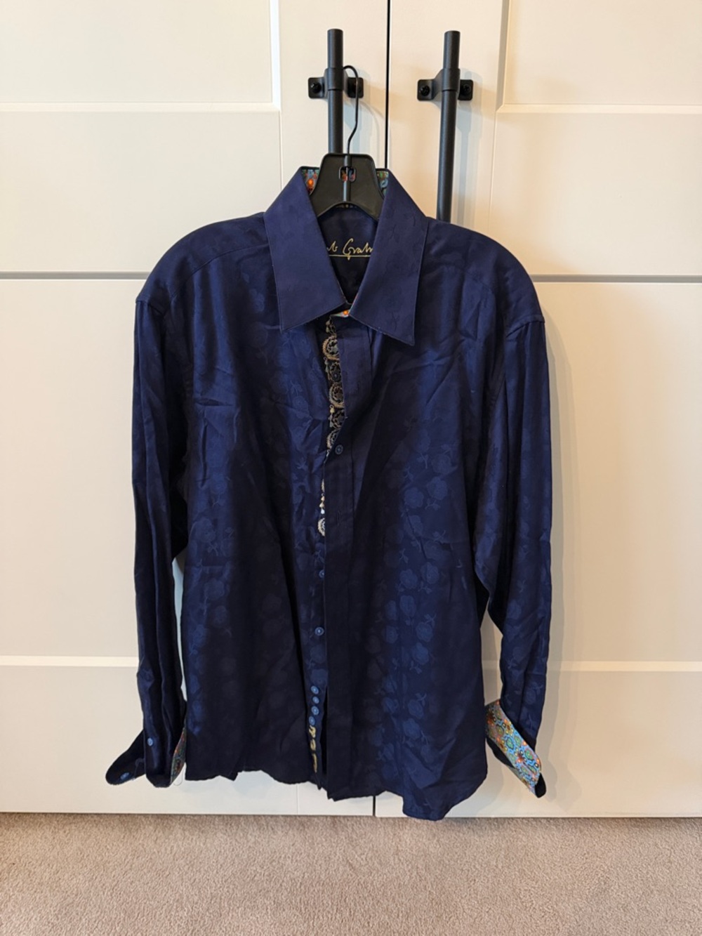 Robert Graham Navy Floral Jacquard Button-Down Shirt